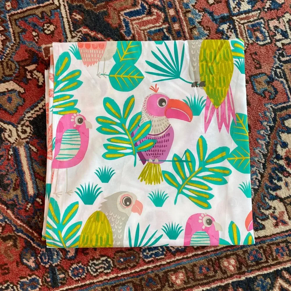 Pillowfort Shower Curtain Neon Bright‎ Tropical Birds in Foliage